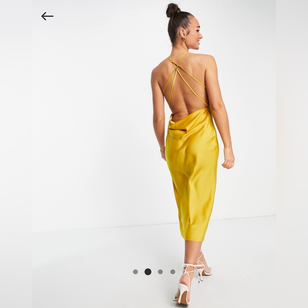 One Shoulder Satin Backless Mindi Dress - Picture 2 of 4
